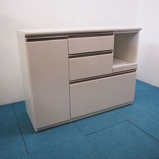 使用1年程度 ニトリ キッチンカウンター 幅120×奥行45×高さ91cm アルミナ2 120CT (FA02)