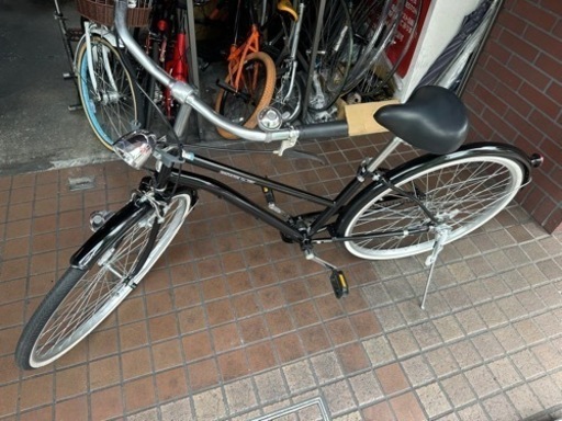 26インチ　シティサイクル　砲弾型ダイナモライト　ブラック
