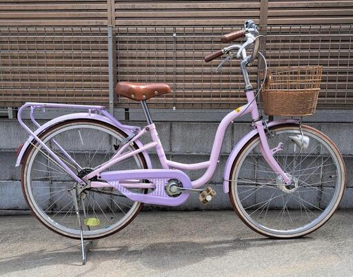 子供　自転車　22インチ　ラベンダーカラー