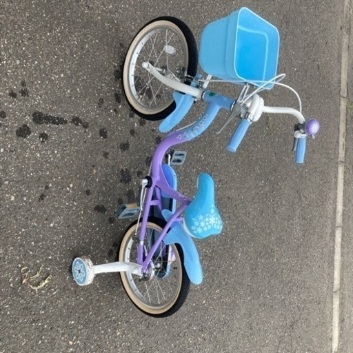 16インチ　子供用　キッズ　アナ雪　極美品　女の子　 ディズニー　補助輪　自転車