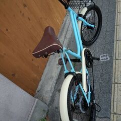SAKURA[サクラ]20吋コンパクト自転車 外装6段/LEDオート(ライトブルーXアイボリー)