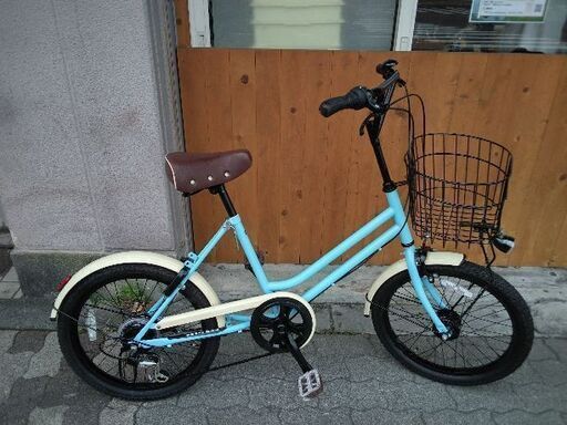 SAKURA[サクラ]20吋コンパクト自転車 外装6段/LEDオート(ライトブルーXアイボリー)