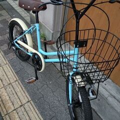 SAKURA[サクラ]20吋コンパクト自転車 外装6段/LEDオート(ライトブルーXアイボリー)