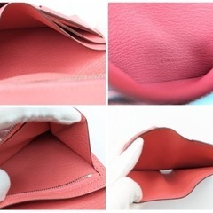 a0607505 エルメス HERMES べアン コンパクト 二つ折り財布 シェーブルピンク A刻印 アクセサリー ブランド 中古品 