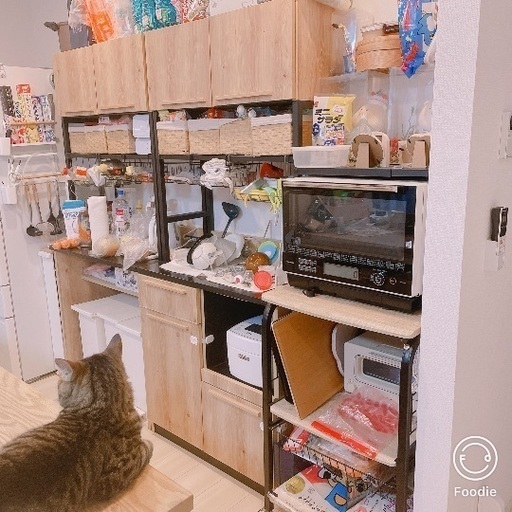 ～北欧家具～食器棚、レンジラック、ゴミ箱、吊り下げバスケットセット