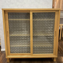 無印良品　木製キャビネット　ガラス引き戸 無印良品 木製キャビネットガラス扉（引き戸）