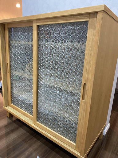 無印良品 木製キャビネットガラス扉（引き戸） - キャビネット