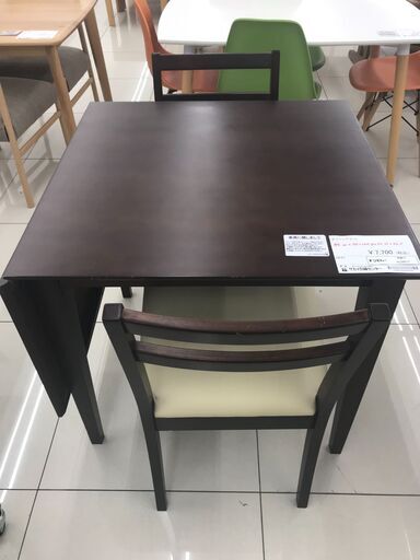 ★ジモティ割あり★  ダイニングテーブルセット ダークブラウン H72.5×D75×W70～120 クリーニング済み HJ3517