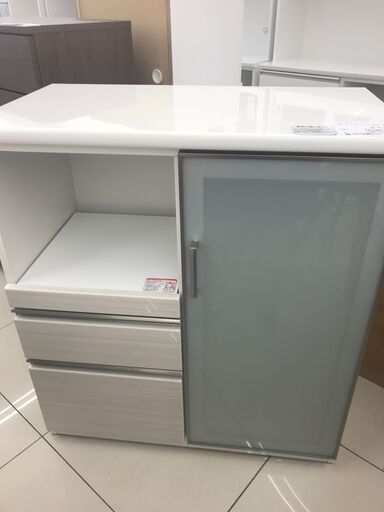 ★ジモティ割あり★ NITORI レンジ台 ホワイト H100.5×D50×W90.5 クリーニング済み HJ3519