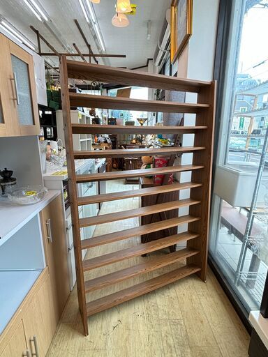 10段ウッドシェルフ ウッドラック 飾り棚 木製 ナチュラル ラック■横幅108cm×奥行25cm×高さ169.5cm ■近隣配送無料 買取帝国 朝霞店