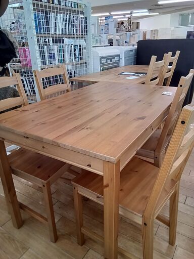 ★ジモティ割あり★ IKEA ダイニングセット ナチュラル H74×D74×W118 クリーニング済み TK2431