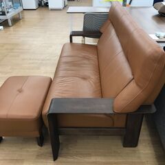 ★ジモティ割あり★ カリモク  3人掛けソファ  オットマン付き H93×W183×D80 クリーニング済み KJ5447