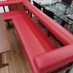 コーナーソファー&昇降テーブル3点セット　☆天板キレイです！マット付き☆