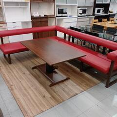 コーナーソファー&昇降テーブル3点セット　☆天板キレイです！マット付き☆