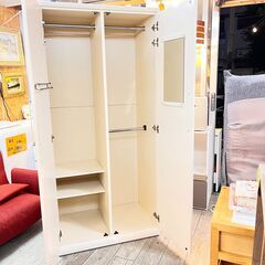 ニトリの収納クローゼット白☆ミラー付