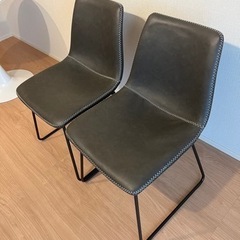 今月中】タンスのゲン 2脚セット ダイニングチェア スチール脚 レザー調