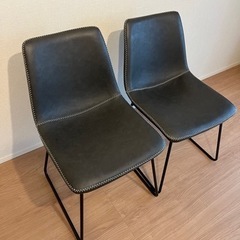 【今月中】タンスのゲン　2脚セット ダイニングチェア スチール脚 レザー調