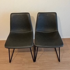 今月中】タンスのゲン 2脚セット ダイニングチェア スチール脚 レザー調