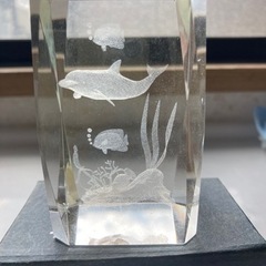 クリスタル3Dレーザー彫刻　イルカ&魚　オマケ付き
