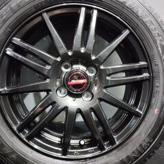 【DUNLOP WM03 185/60R15】スタッドレス【Barosso 15インチ 5.5J4HPCD100+50】22年製 バリ溝 ブラック フィット シャトル等　(VTG822)