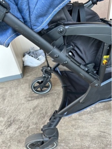 本体カバー/レインカバー付】pigeonランフィ ポルカドットデニムRB1