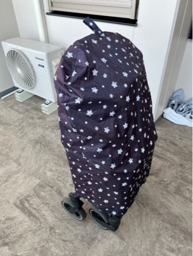 【本体カバー/レインカバー付】pigeonランフィ　ポルカドットデニムRB1 本体カバー/レインカバー付】pigeonランフィ ポルカドットデニムRB1