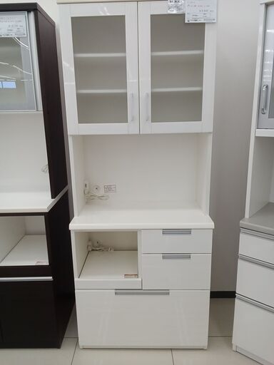 ★ジモティ割あり★  レンジボード ホワイト H200×D42×W80 クリーニング済み HJ3541