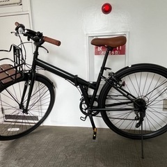 超美品】シティサイクル クロスバイク 折りたたみ カゴ付き 鍵付き