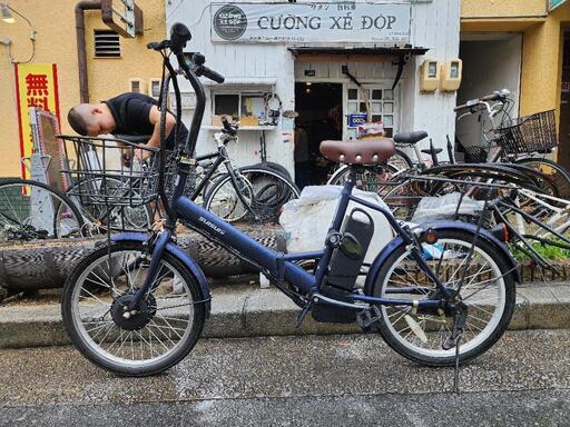 電動自転車　２０インチ　バッテリー　充電器　カゴ　付き　\n配達可能　青