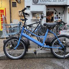 ミニベロ自転車 ライト カゴ 付き 青 配達可能