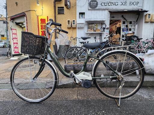 電動自転車　２６インチ　バッテリー　充電器　付き　3変速　緑　配達可能