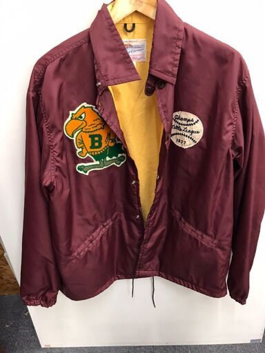 【488】コーチジャケット リアルマッコイズ BIRDIES  BURGUNDY サイズL