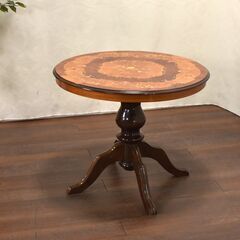 ≪yt1441ジ≫ イタリア製 木象嵌 アンティーク調 カフェテーブル