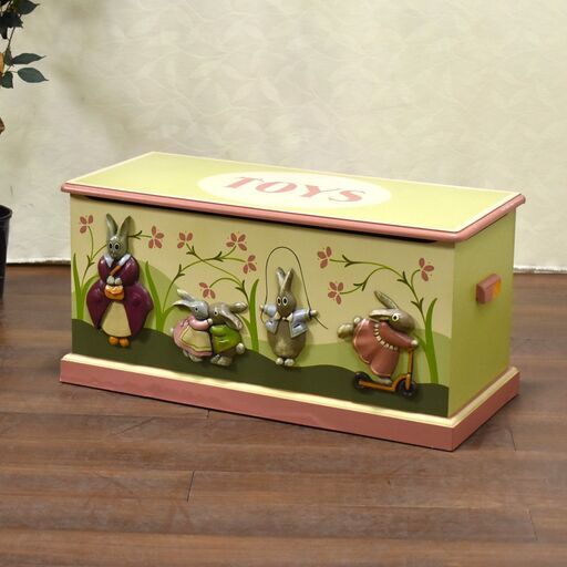 ≪yt1442ジ≫ ヴィンテージ家具 おもちゃ箱 ウサギ ミッドセンチュリー/TOY BOX/ビンテージトイ/収納/レトロ 現状品 60616-07