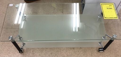 【490】ガラステーブル 横120cm奥行き45cm高さ47cm