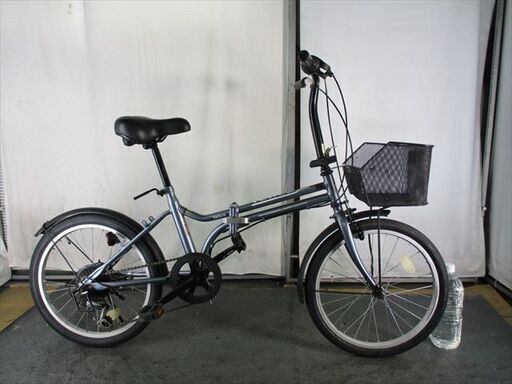 D609★　11500円★　折りたたみ中古自転車　グレー　カゴ付き　6段変速【20インチ 】 (*^▽^*)