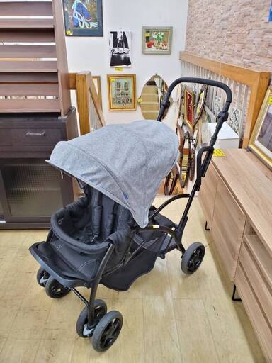 2人乗りベビーカー ネビオ Nebio アミティエ グレー 二人乗り 折りたたみ式■近隣配送無料 買取帝国 朝霞店 ヤ出