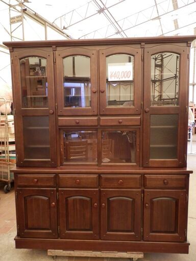 375\u003e　カリモク コロニアル カップボード キッチンボード ダイニングボード 食器棚 幅約164cm