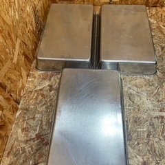  (s6480) 業務用 ステンレスバット 深型 角バット (4枚取サイズ) 蓋付き 3個セット 中古品