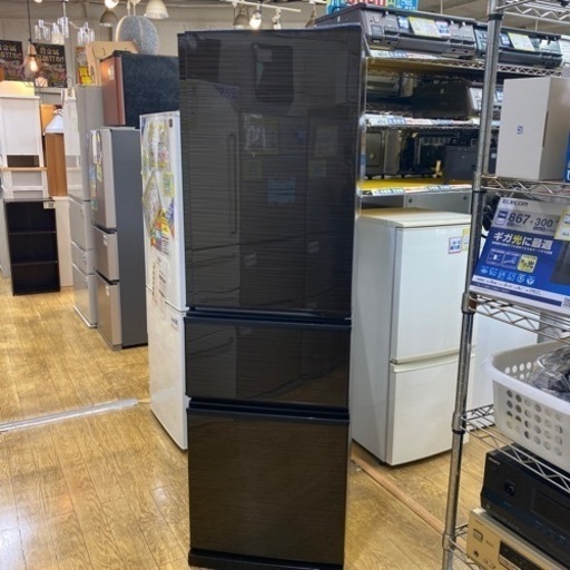真ん中野菜室MITSUBISHI 2021年製 300L冷蔵庫 MR-CX30BKF 自動製氷右開き  3ドア 横幅54cm スリムタイプ   三菱  NO.2768