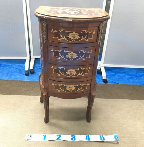 EA269)4段チェスト アンティーク調 エジプト輸入品 幅：約44cm 高さ：約78,5cm 奥行：約32cm 中古品【取りに来られる方限定】