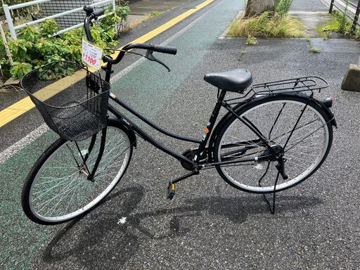 リサイクルショップどりーむ天保山店　No1238　自転車　ママチャリ　黒色　ベル付き　カゴ付き