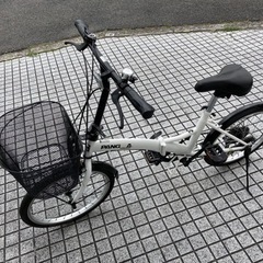 【折りたたみ自転車】美品❗️使用少ない❗️オススメ車❗️20インチ 6段変速、前カゴ付　若林自転車　浜大津店　SALE中❗️　