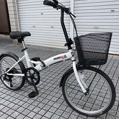 【折りたたみ自転車】美品❗️使用少ない❗️オススメ車❗️20インチ 6段変速、前カゴ付　若林自転車　浜大津店　SALE中❗️　