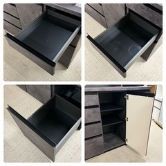 【超美品‼️】総額380,199円♪ 最高級 パモウナ 180cm幅キッチンボード 食器棚 収納家具 マーブル柄ブラック♪