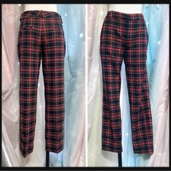 ご購入者様決定꒰ZARA WOMAN꒱タータンチェック柄 アンクル パンツ 赤黒系