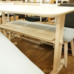 北大前! 札幌 引取 Francfranc フランフラン ピオニ ダイニングセット ベージュ系 ベンチ×2点 テーブル イス 食卓テーブル 家具 2047827