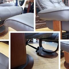 f79 展示品 ニトリ製 合皮 リクライニングソファ ＆ オットマンセット