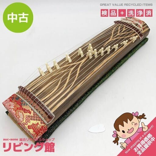 ss6561　ミニ琴 13弦 全長約42cm 短琴 ミニチュア 演奏可 琴柱付 ピック付き ミニ畳付 和楽器 弦楽器 伝統楽器 木製 オブジェ ミニ琴 中古