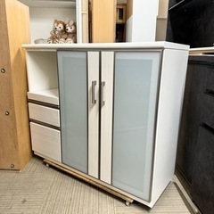 【超美品‼️】ニトリ 120cm幅ミドルレンジボード キッチンカウンター食器棚 ニトリ キッチンカウンター(リガーレ120CT WH) キッチン収納